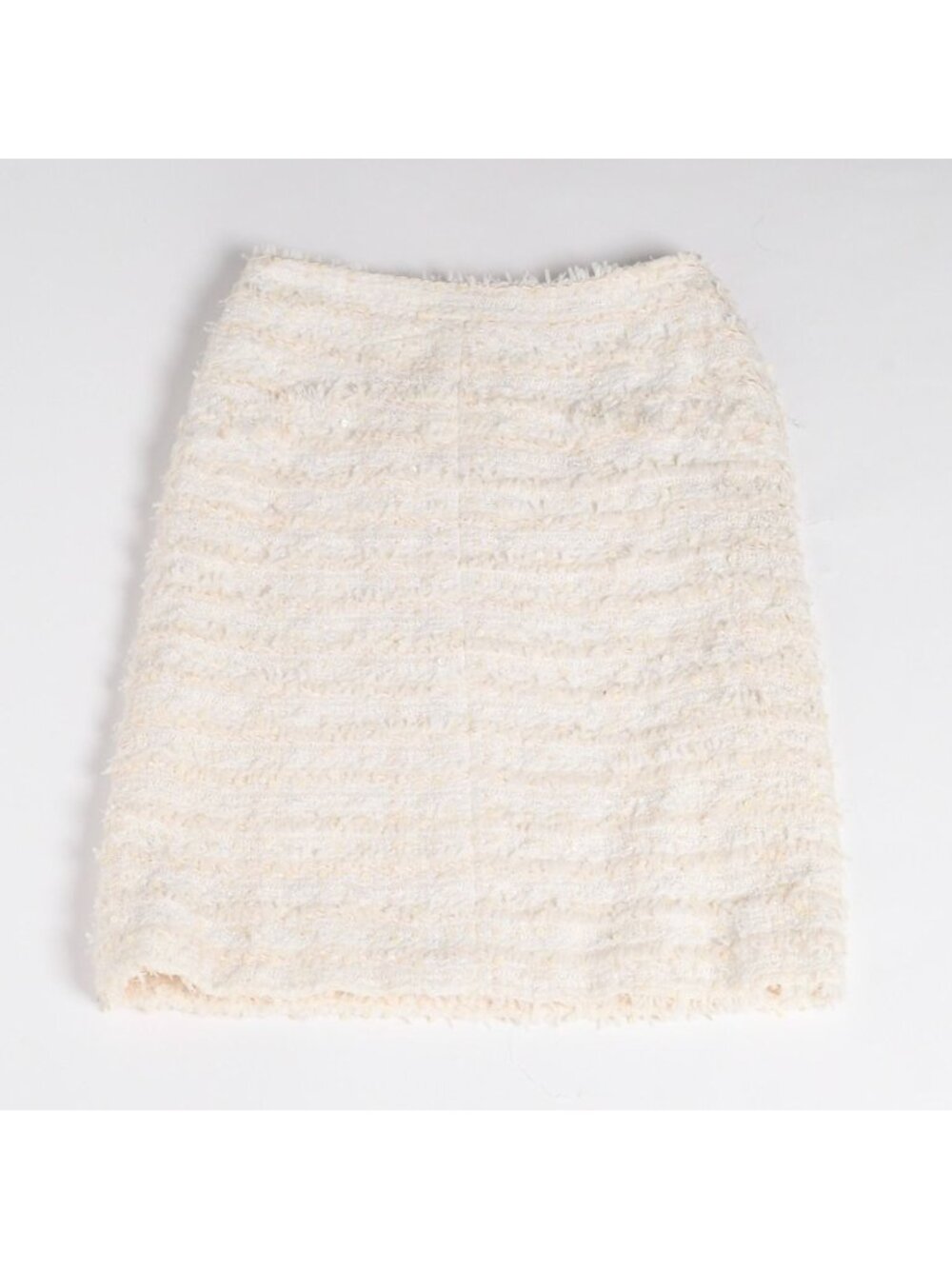 Chanel Skirt Tweed Sequin CC Logo White
